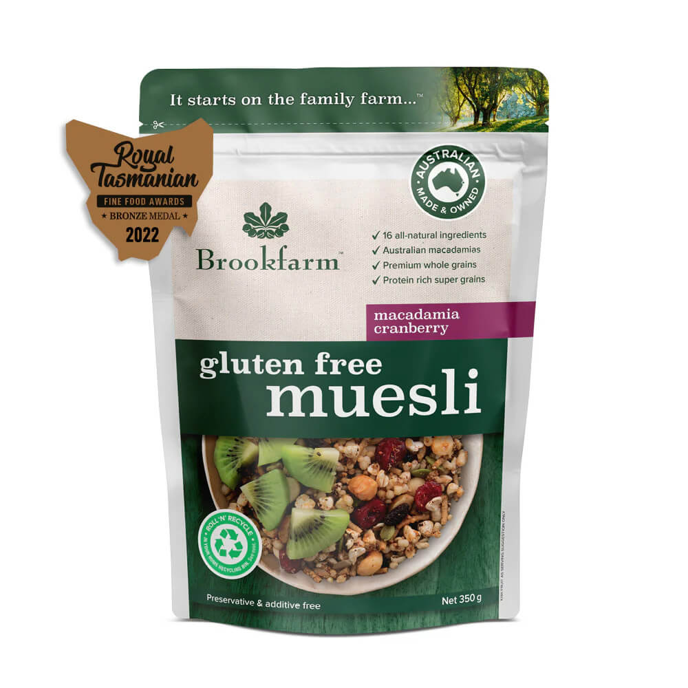 Muesli Brookfarm Gluten Free Apple Apricot and Macadamia 350g