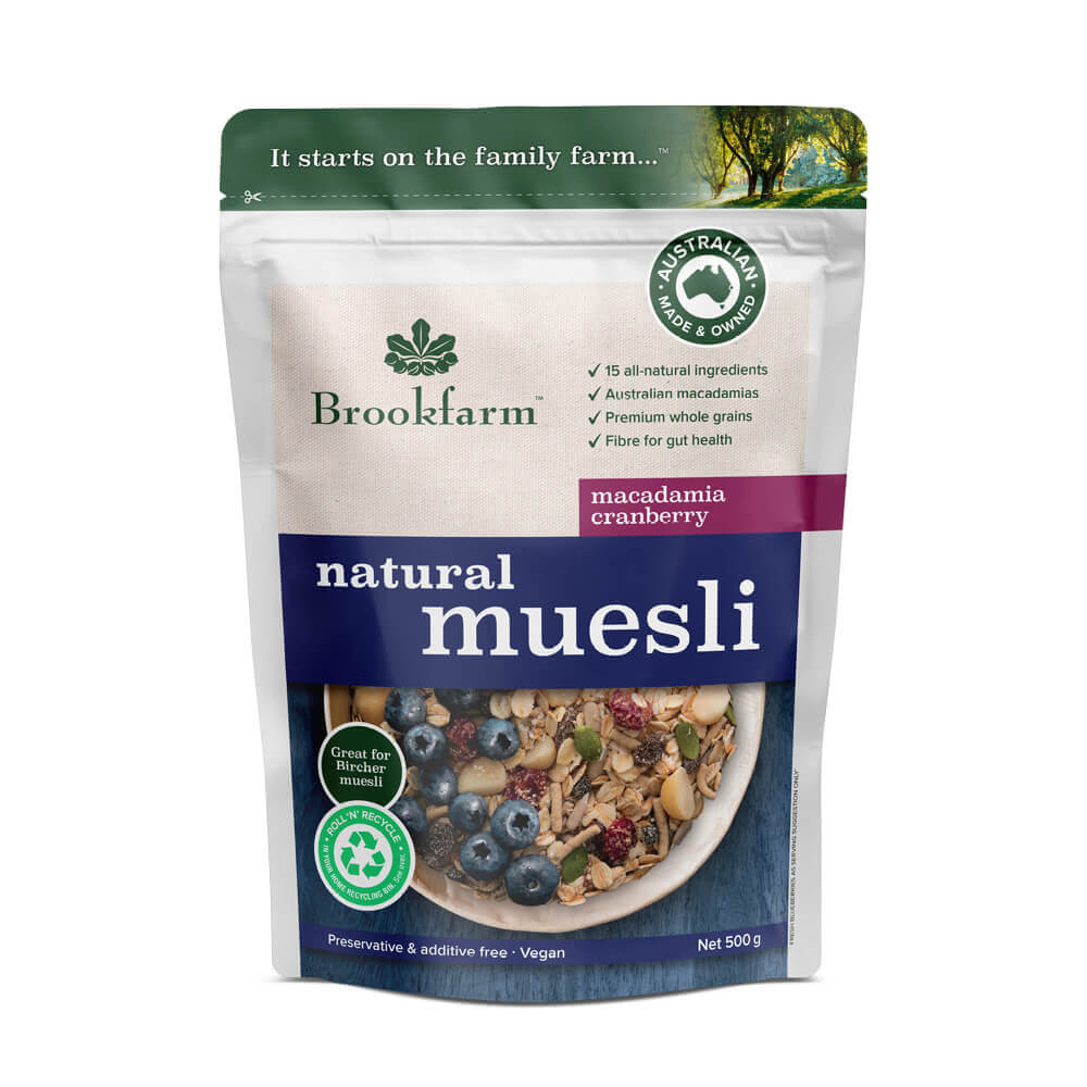 Muesli Brookfarm Natural Cranberry Macadamia 500g