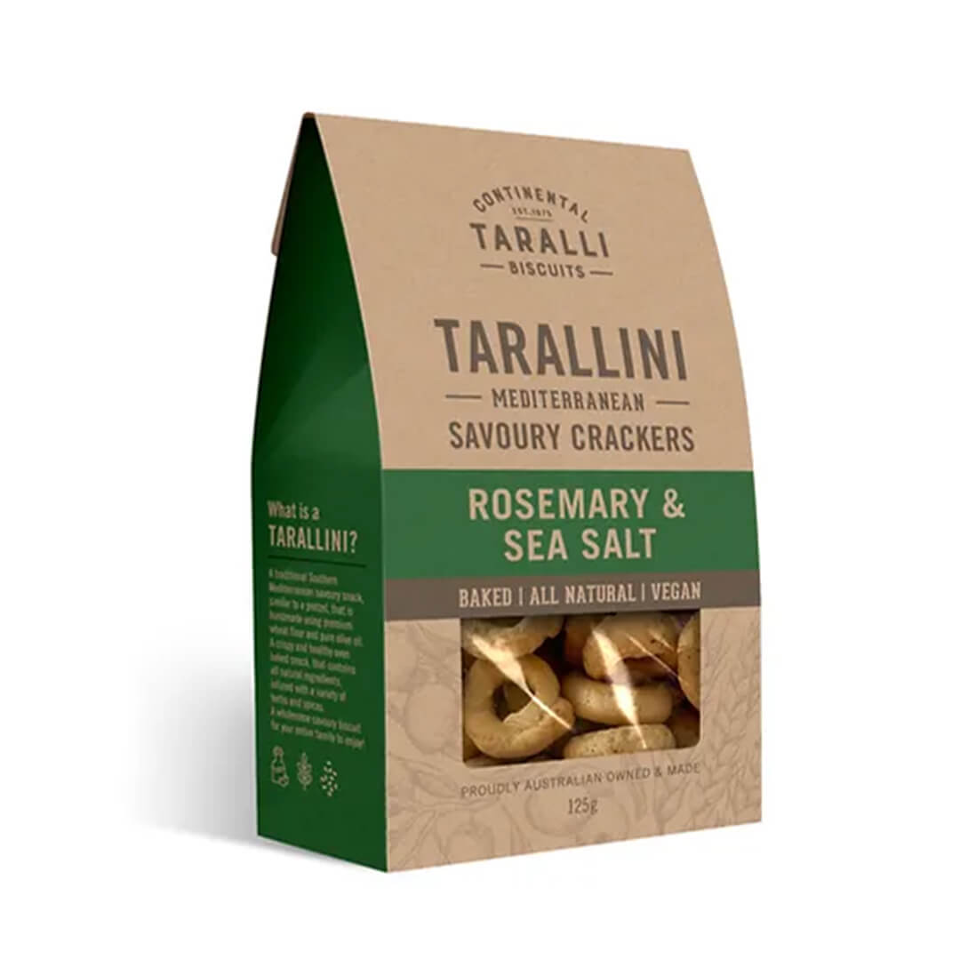 Continental Taralli Biscuits - Vegan Snacks Rosemary & Sea Salt 125g